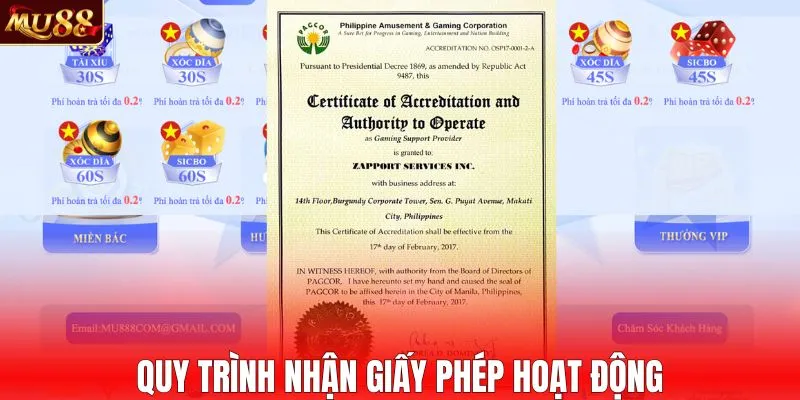 Quy trình nhận giấy phép hoạt động